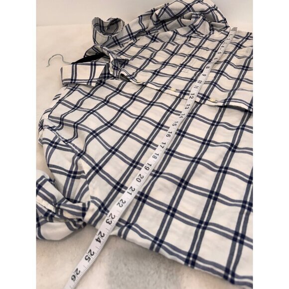 Peter Millar Men's Size L Autumn Soft Casual Button Down Shirt Ivory/Blue Plaid - Picture 4 of 10